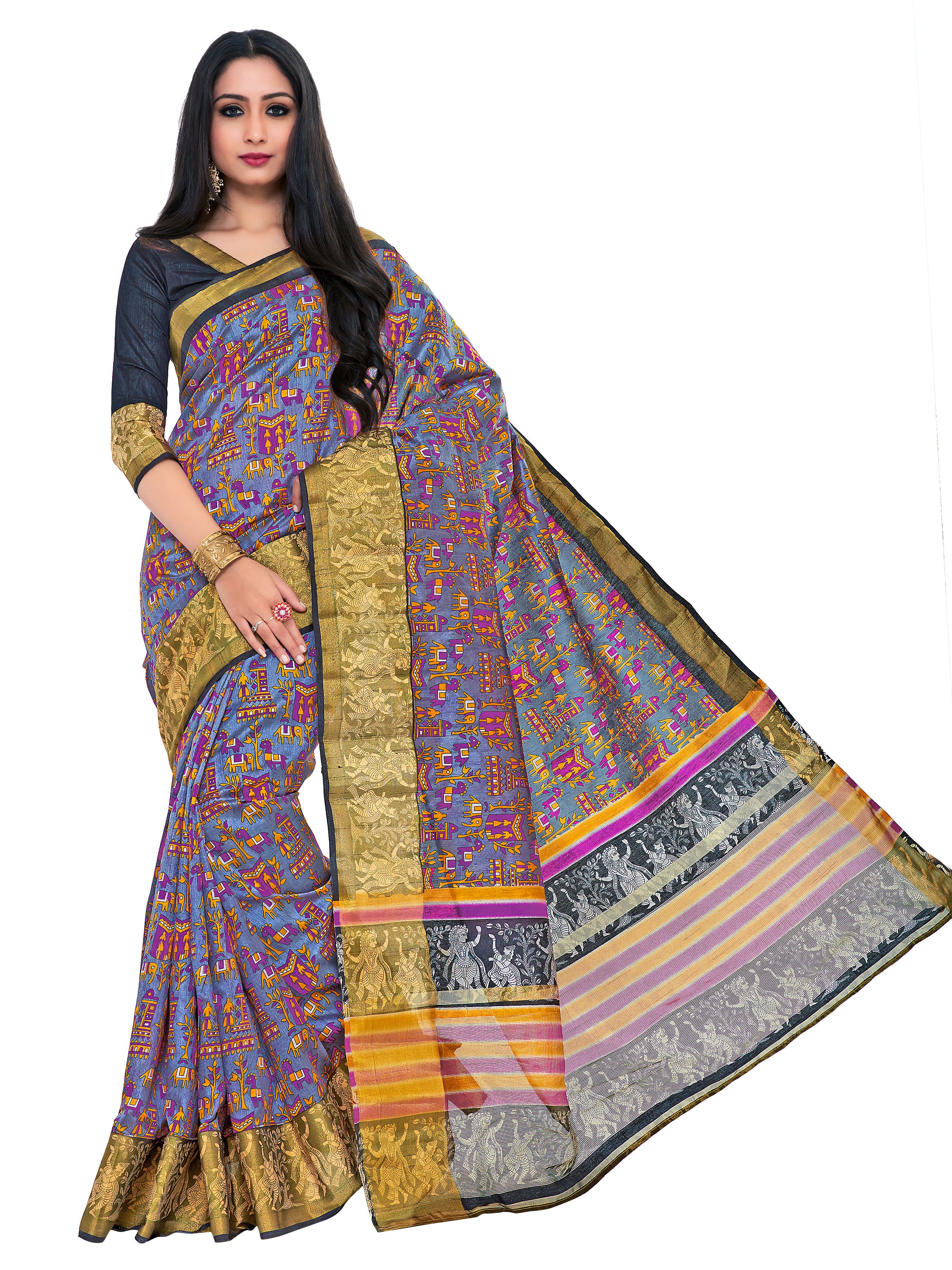 raw silk saree draping
