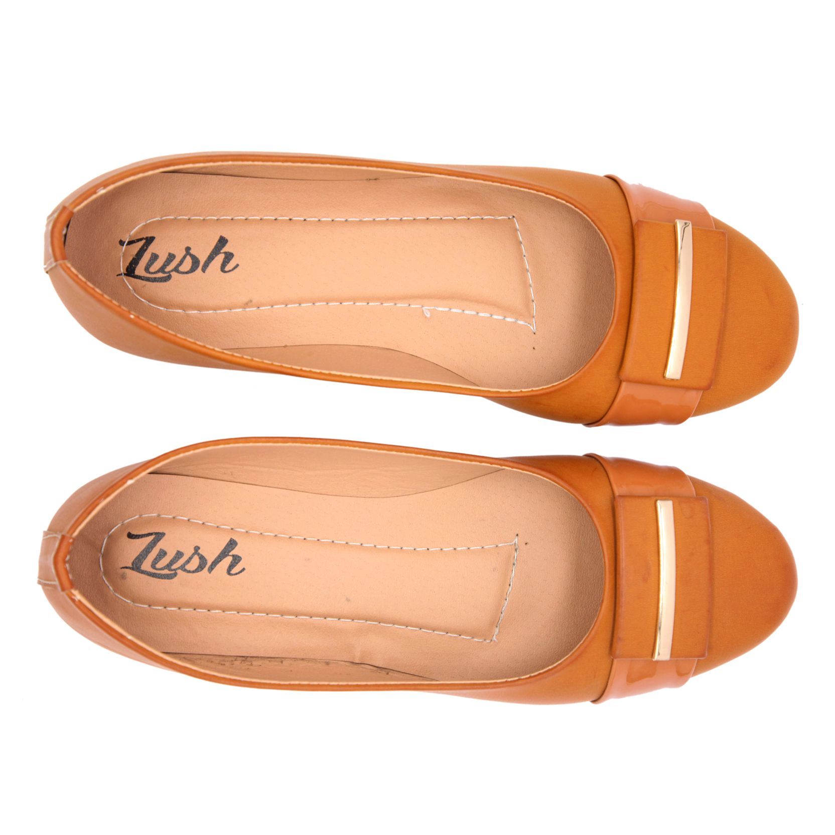 tan leather ballerinas