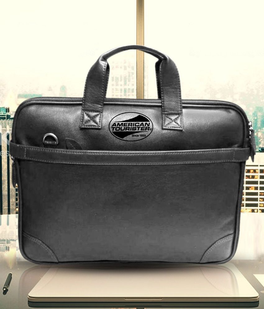 American Tourister Pu Leather Black Office Laptop Bag 15 Inch American Tourister Pu Leather Black Office Laptop Bag 15 Inch