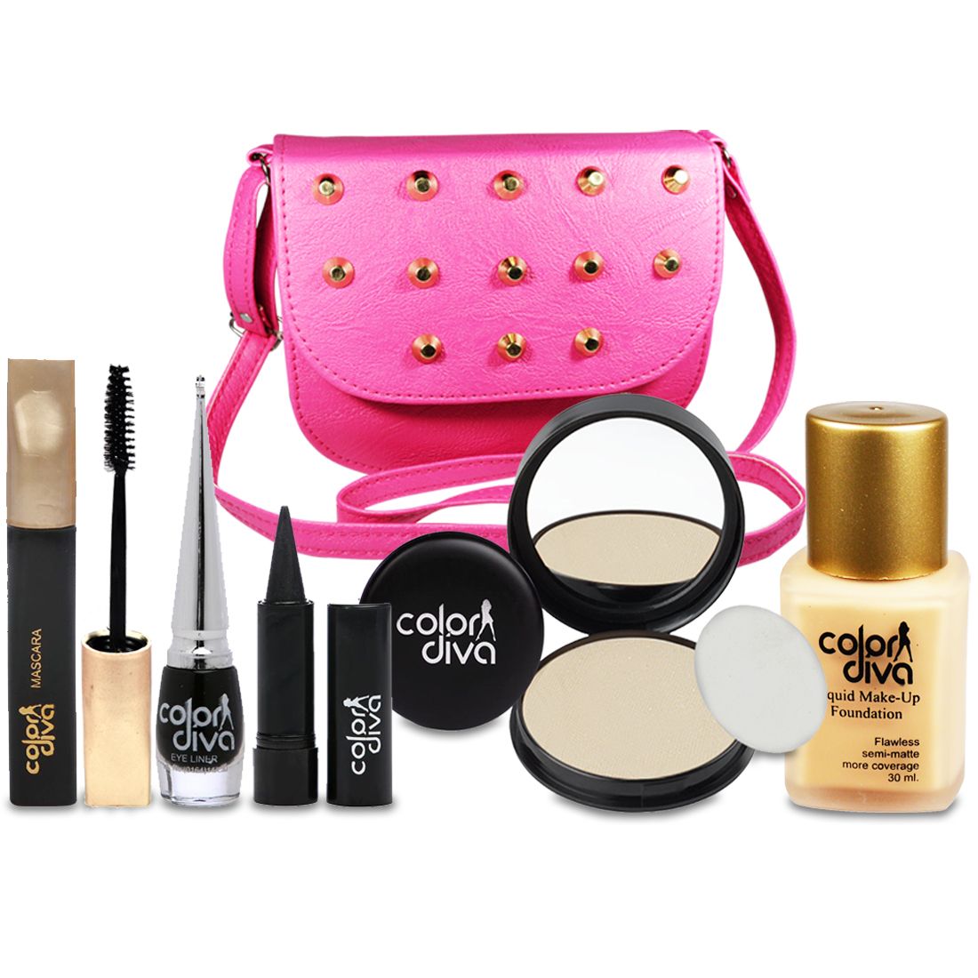     			Color Diva Special For Beautiful Gilrs Makeup Combo Set With Stylish Sling Hand Bag Pack of 6, GC547