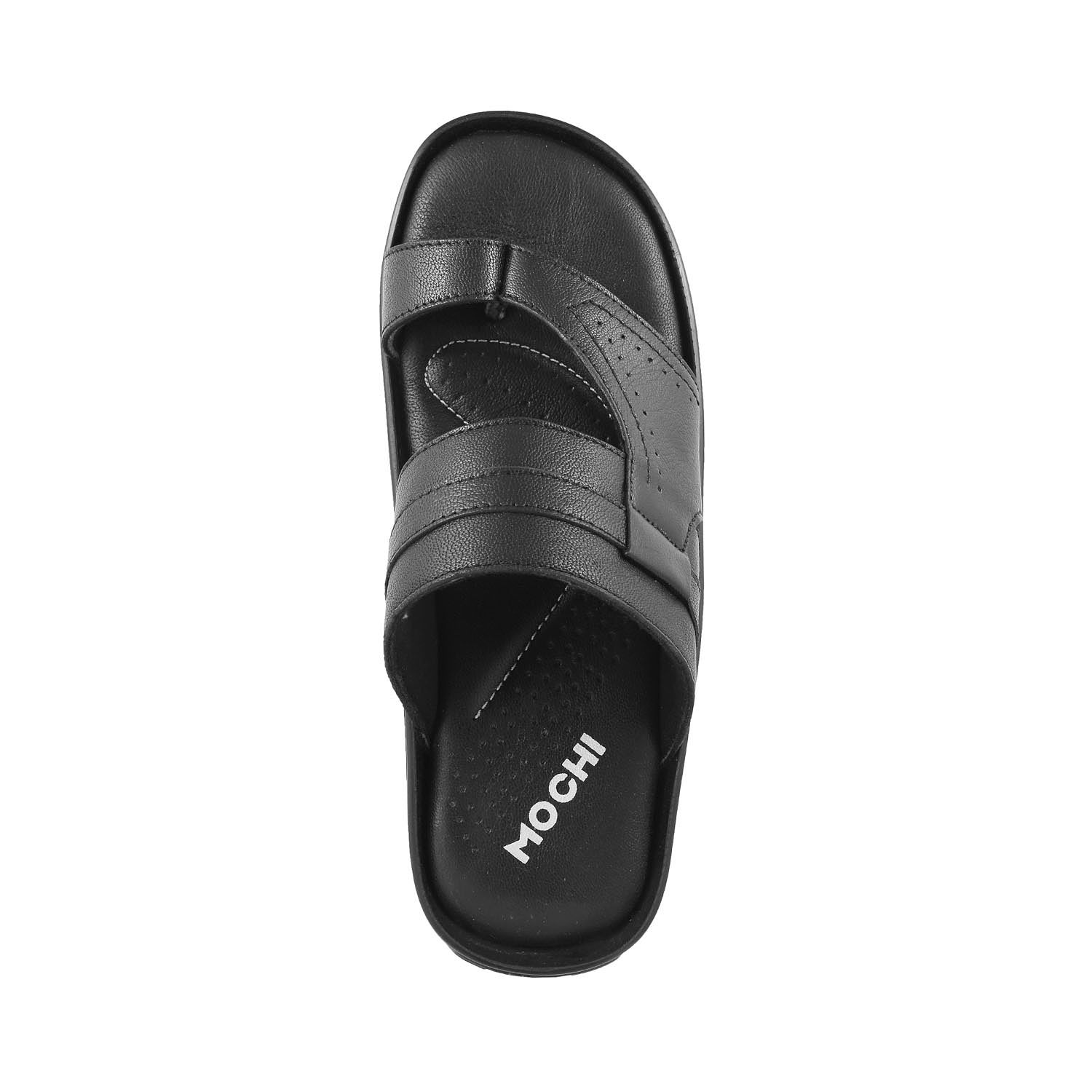 MOCHI MOCHI Men BLACK LEATHER BLACK Daily Slippers Price in India- Buy MOCHI MOCHI Men BLACK 