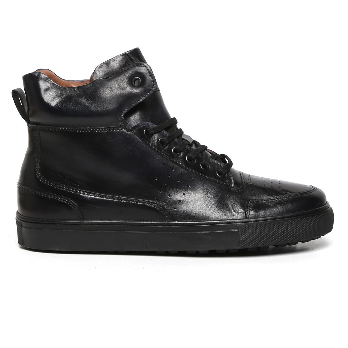 Bareskin Black leather high ankel shoe Lifestyle Black Casual Shoes ...