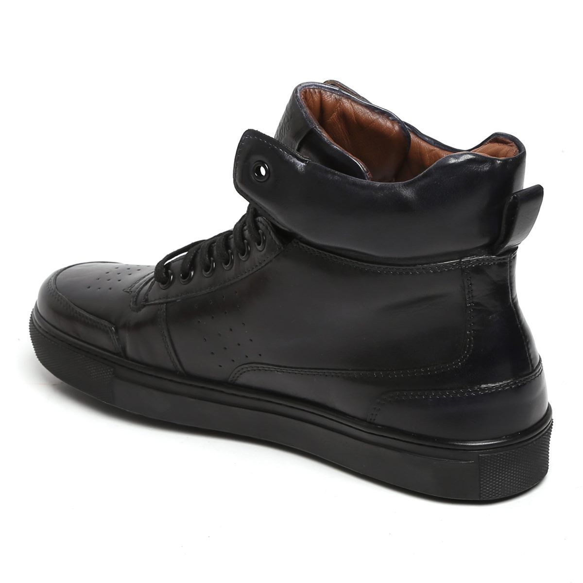 Bareskin Black leather high ankel shoe Lifestyle Black Casual Shoes ...