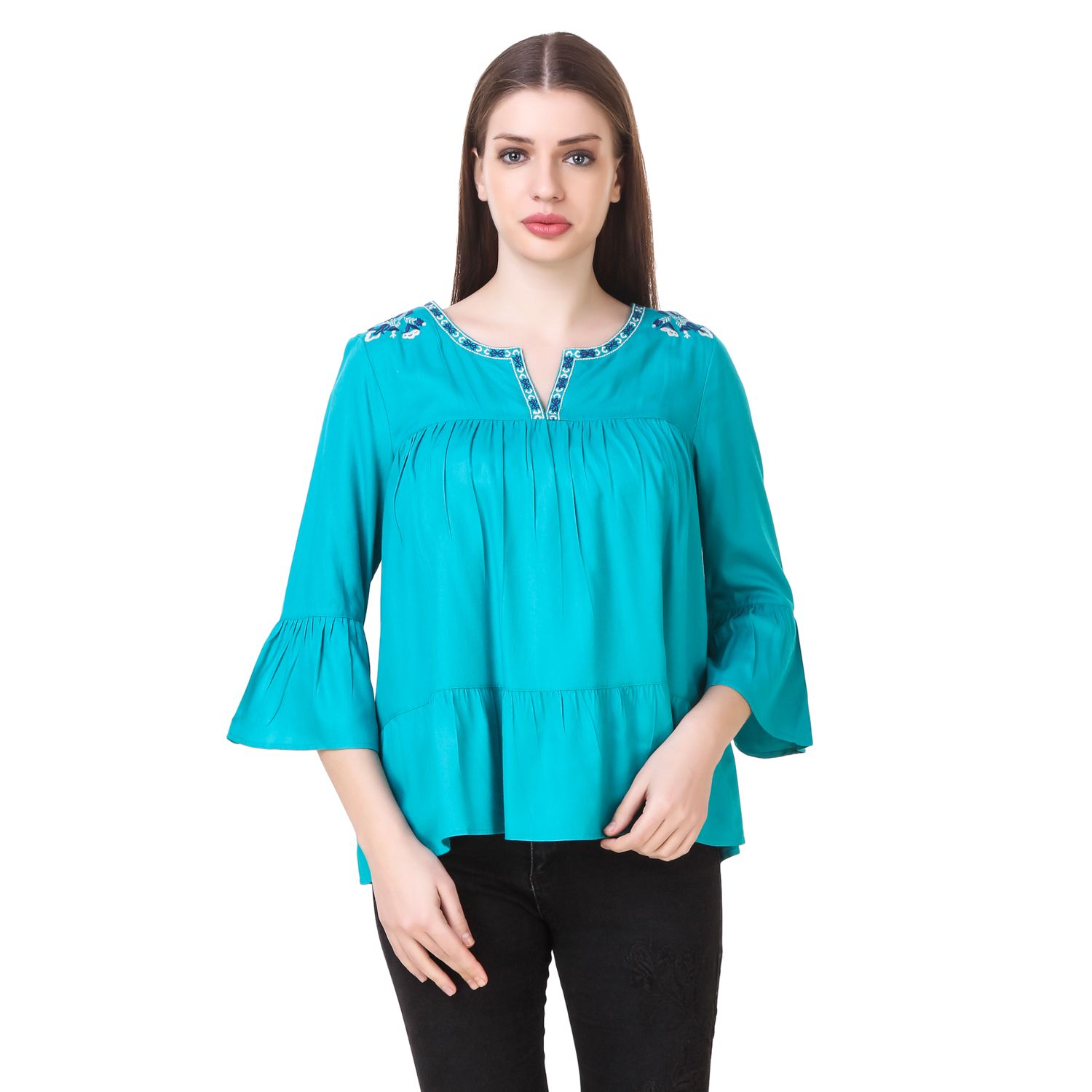 Zobia Poly Cotton Regular Tops - Green - Buy Zobia Poly Cotton Regular ...