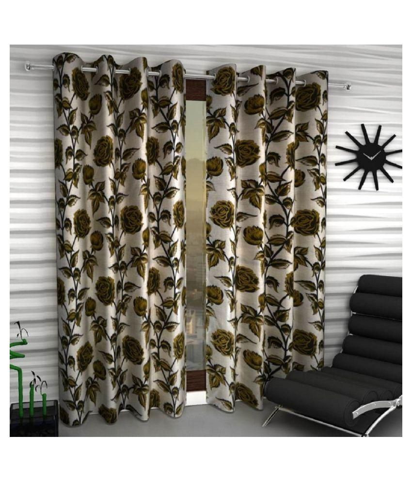     			Phyto Home Floral Semi-Transparent Eyelet Window Curtain 5 ft Pack of 4 -Multi Color