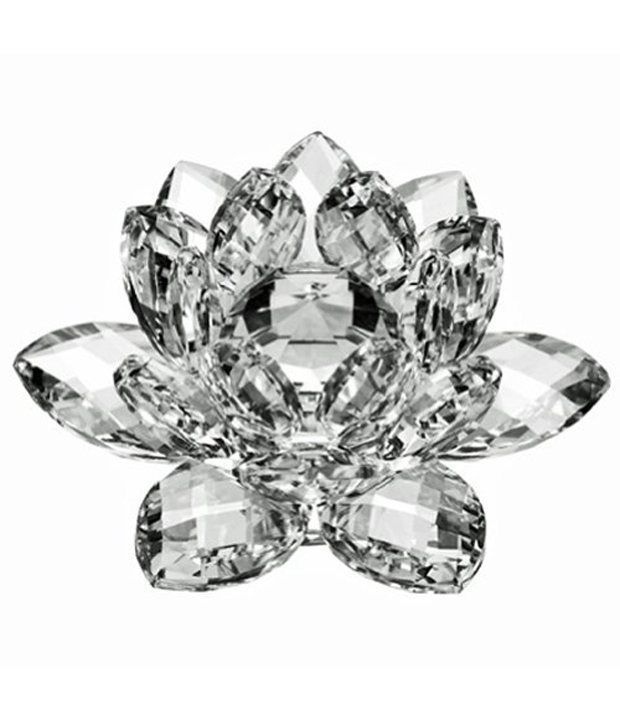     			S.S Creation 2 Inch Crystal Lotus Flower - Peace Wealth And Prosperity Clear Hue Reflection