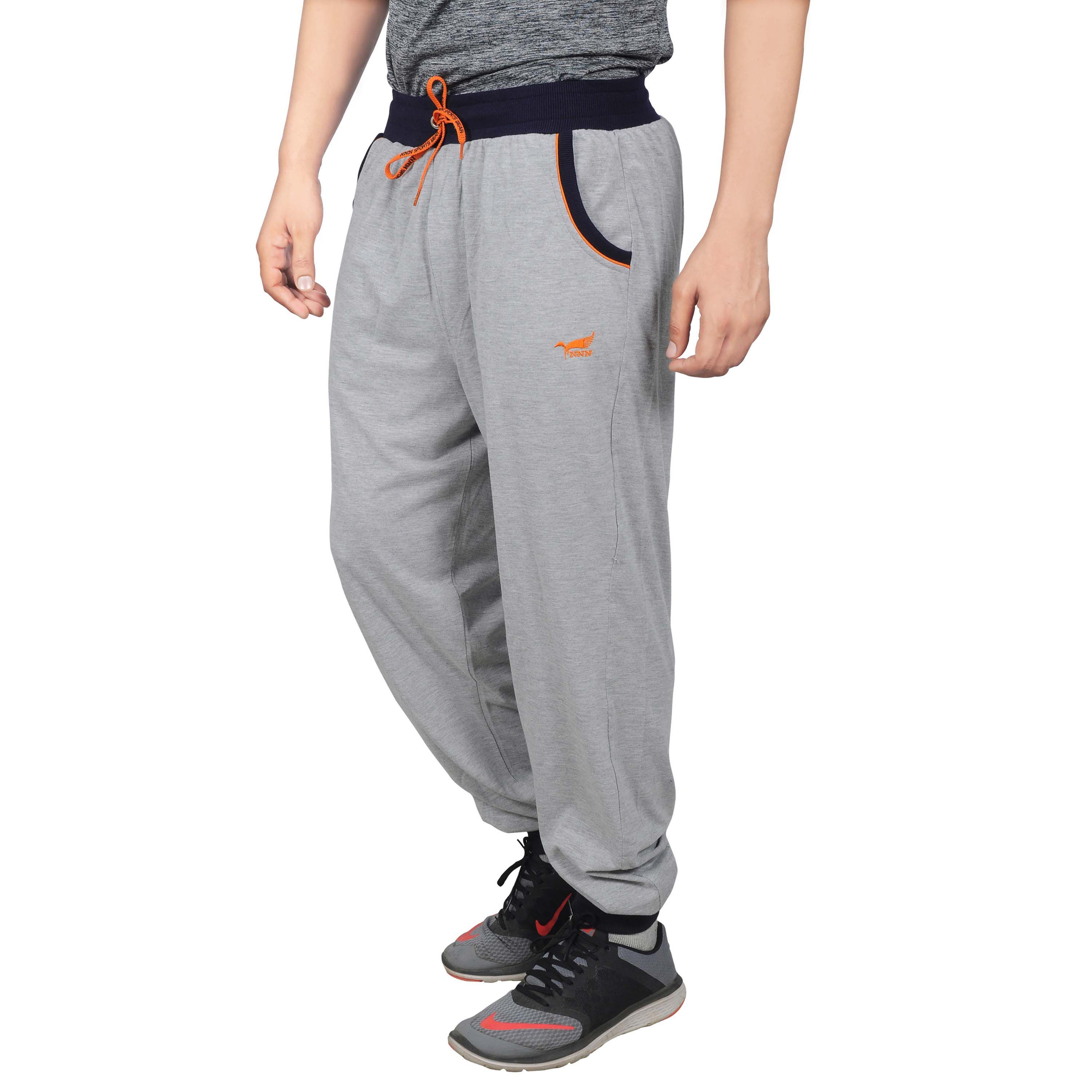 NNN Men's Grey Cotton Track Pant Comfortable Dailywear Full Length