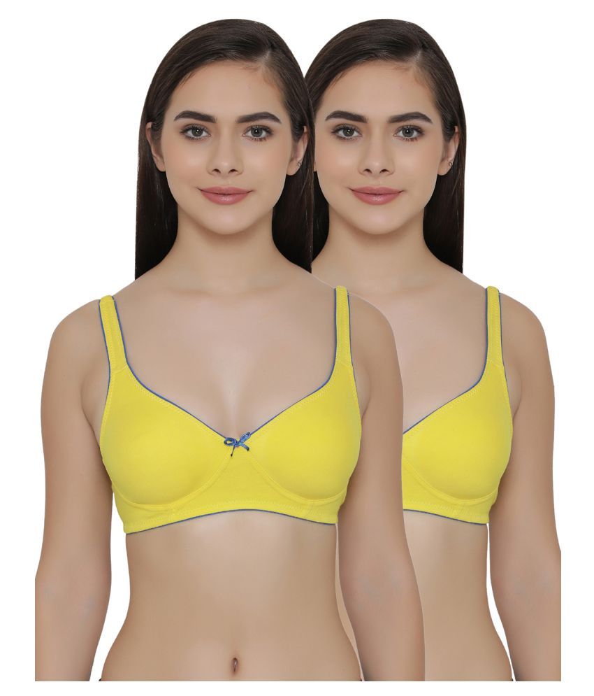     			Clovia Pack of 2 Poly Cotton Non Padded Women's T-Shirt Bra ( Multi Color )