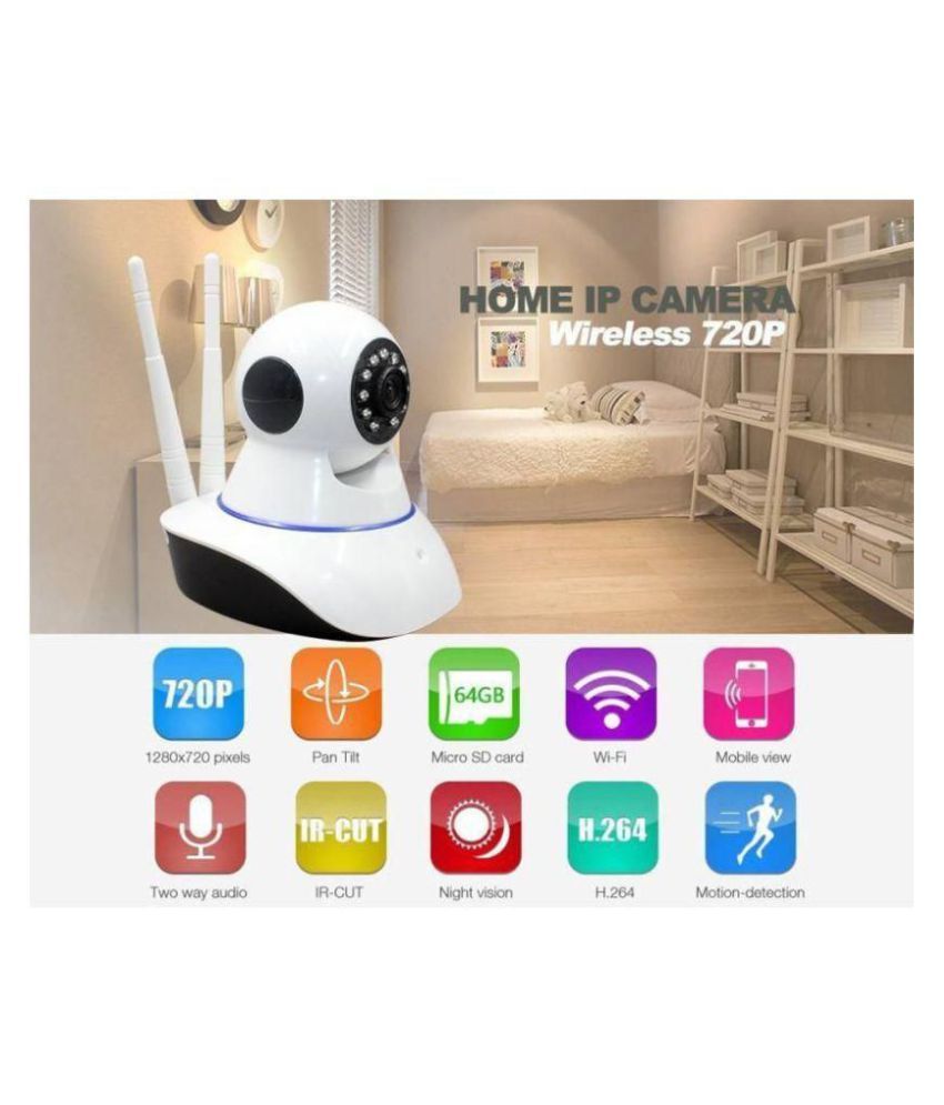 spotvision V380 wifi camera, adaptor, manual, wall stand (64 GB) Supported not included Surveillance Kit