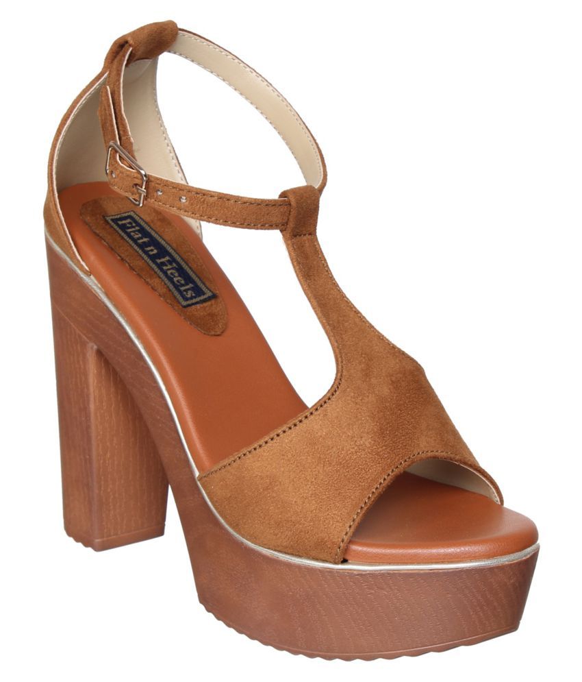 tan block heel pumps
