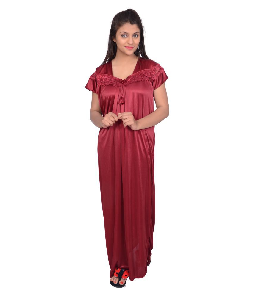 Buy Fashigo Satin Nighty And Night Gowns Purple Online At Best Prices In India Snapdeal 