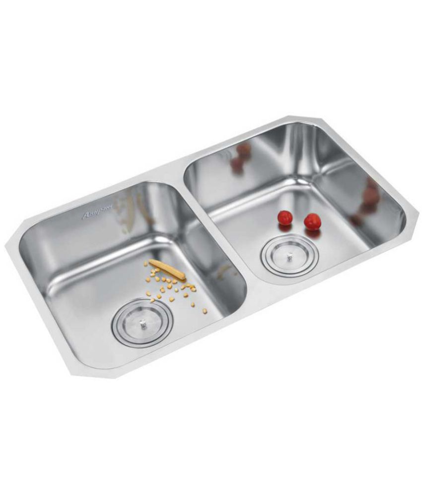Anupam Stainless Steel Double Bowl Sink Without Drainboard