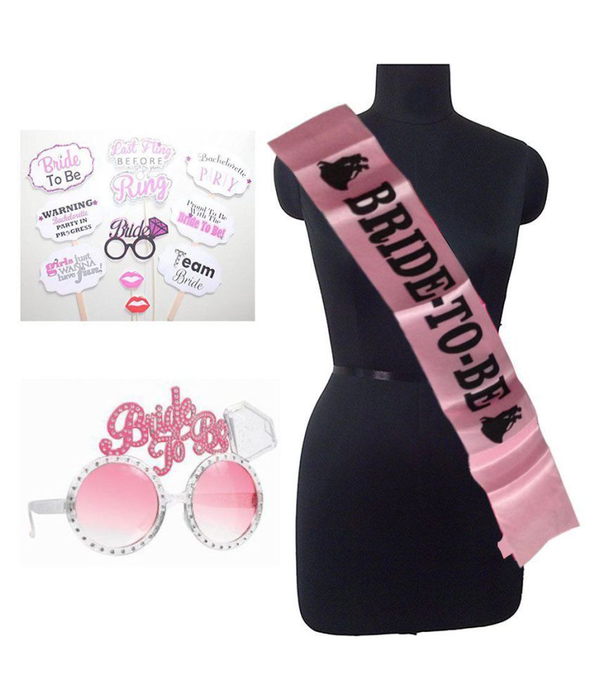     			Party Propz Bride To Be Sash With Eye Glass And Photobooth Combo Pack For Bachelorette Party