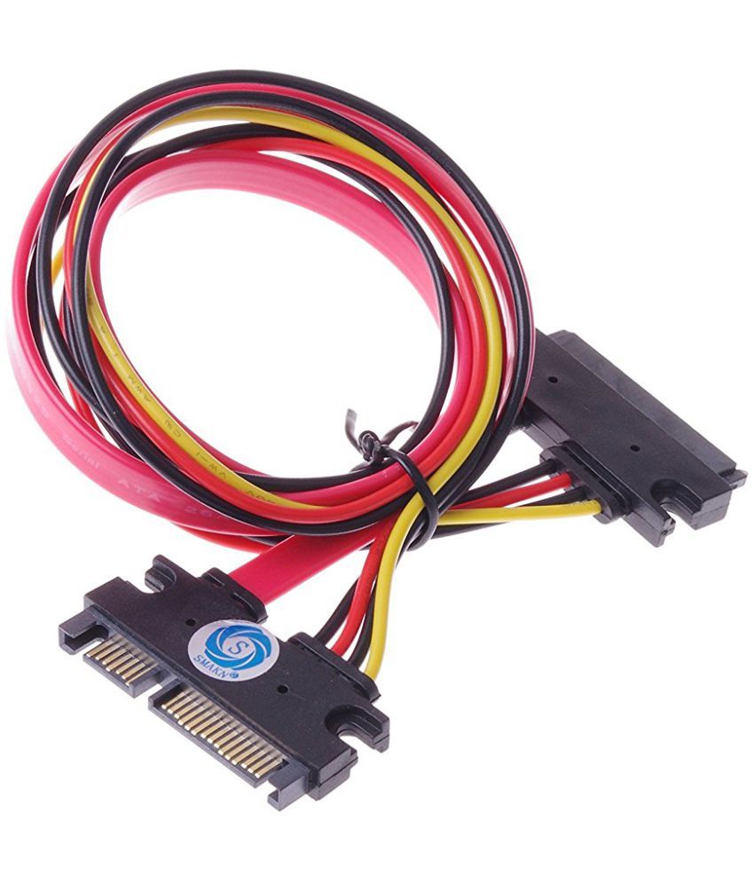 SMAKN(TM) 22pin (7+15) Sata Male to Female Data and Power Combo Extension Cable Slimline Sata