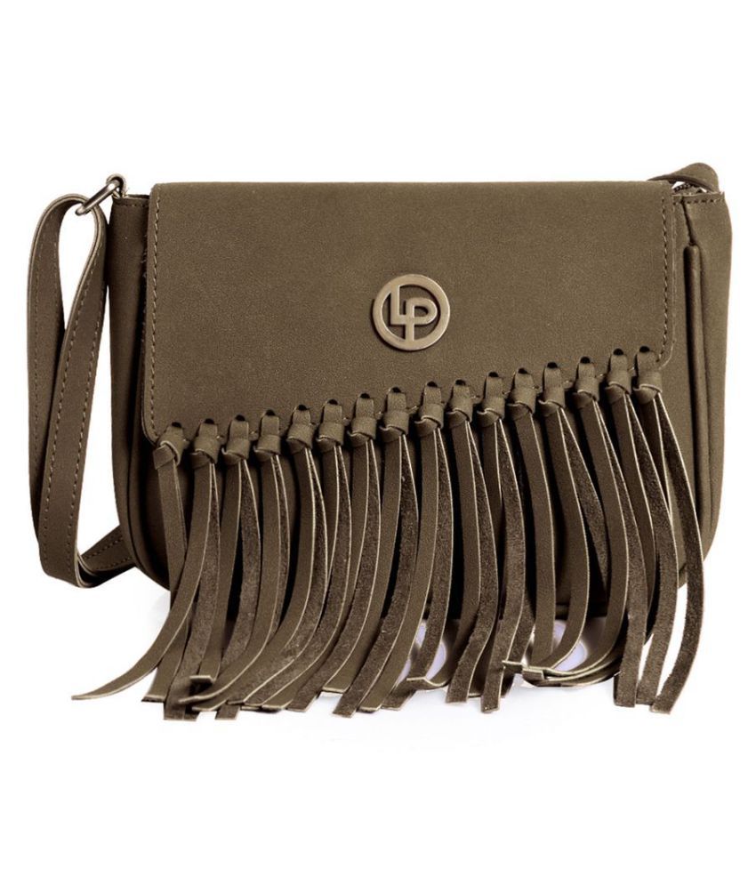 Lino Perros Khaki Artificial Leather Sling Bag Buy Lino Perros Khaki