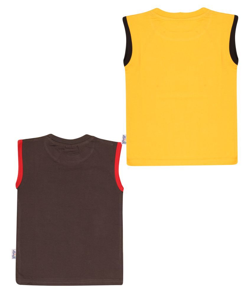     			Dongli Cotton Boys Printed Sleeveless Tshirts(Pack of 2)