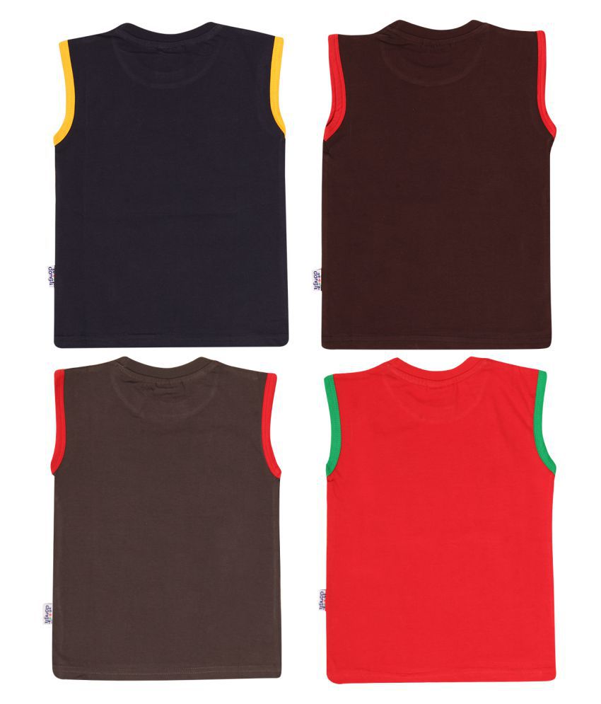     			Dongli Cotton Boys Printed Sleeveless Tshirts(Pack of 4)