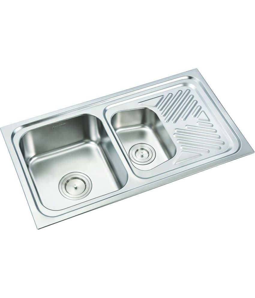 Anupam Stainless Steel Double Bowl Sink With Drainboard