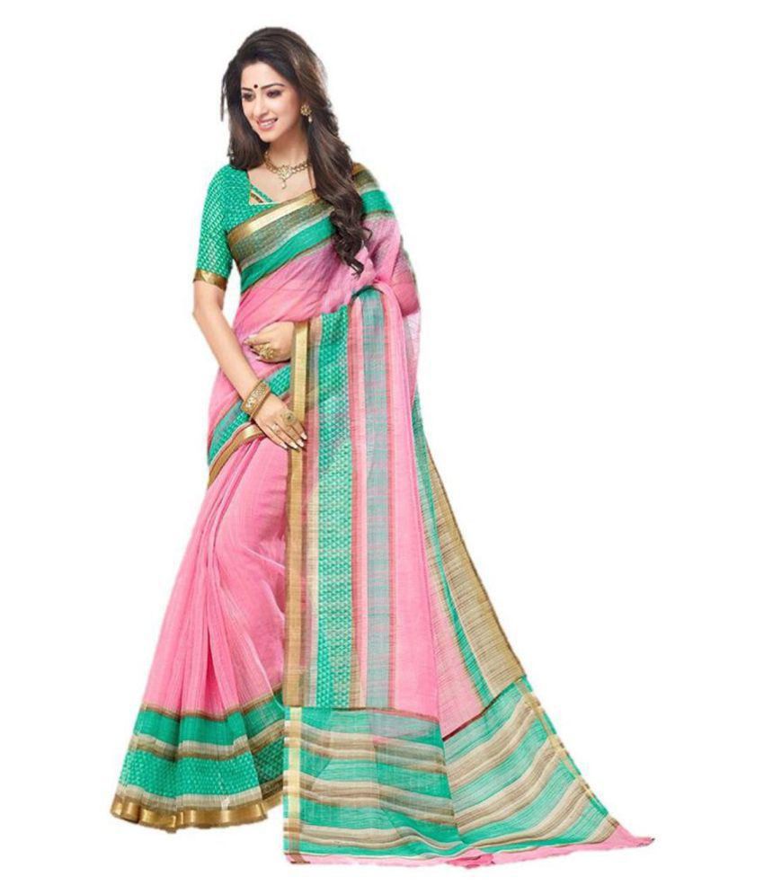 EthnicAndStyle Designer Sarees Green and Pink Banarasi Silk Saree - Buy ...