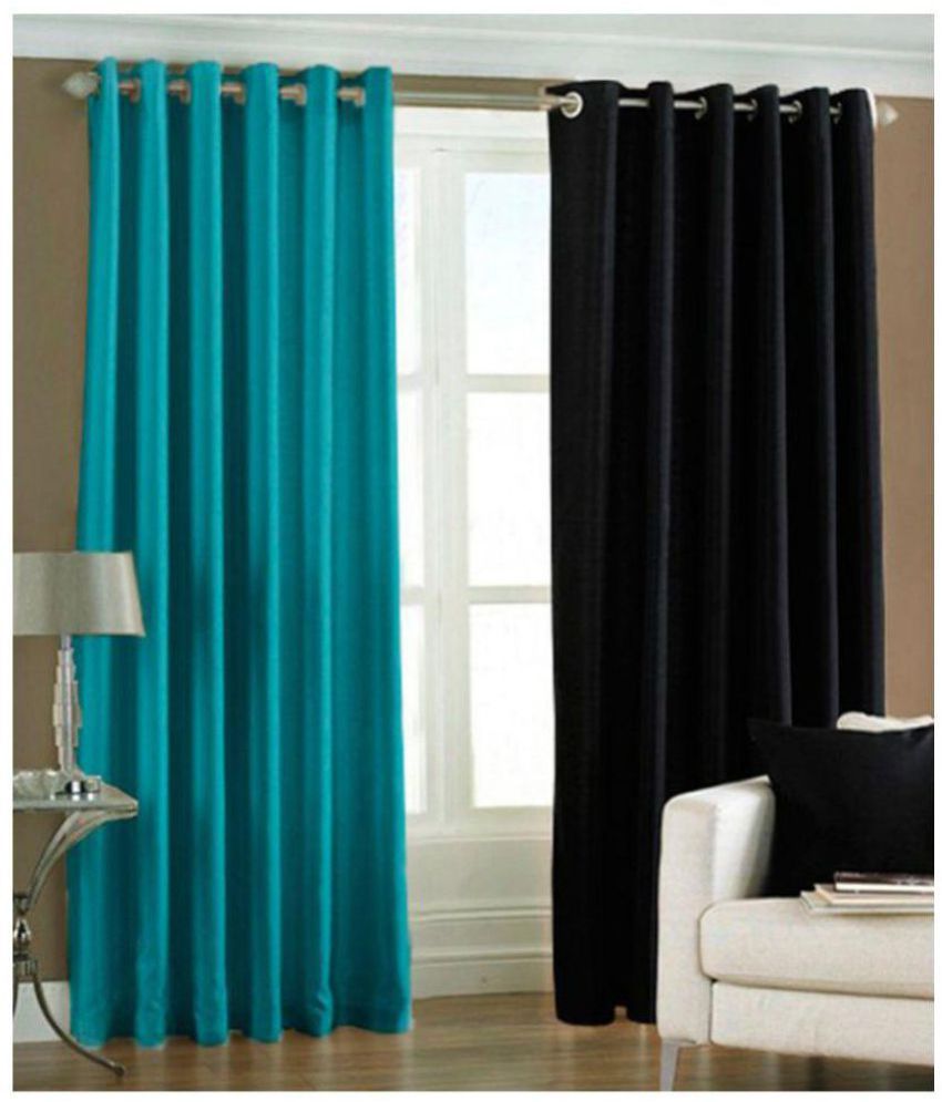     			Phyto Home Solid Semi-Transparent Eyelet Window Curtain 5 ft Pack of 2 -Multi Color