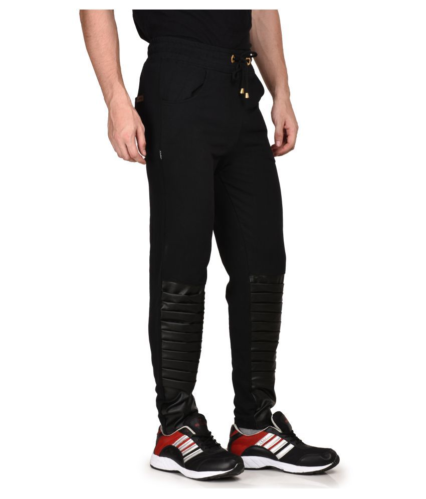 black cotton full length track pant