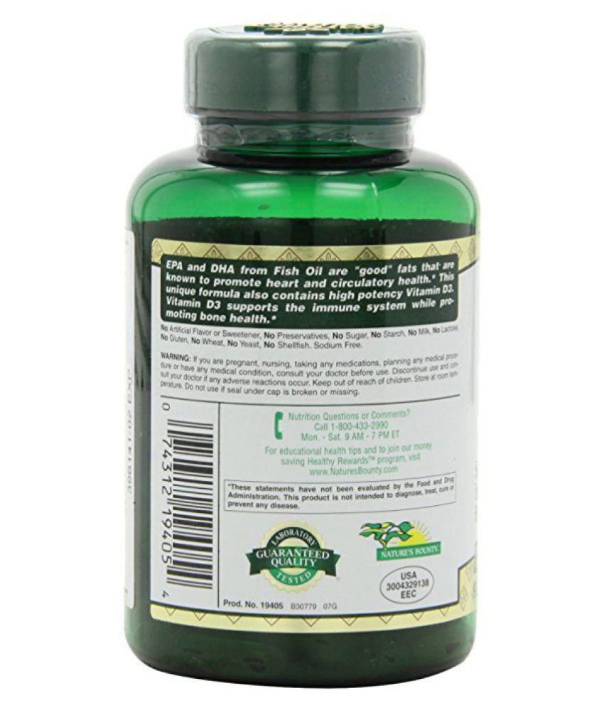 Nature's Bounty Fish Oil 1200 mg + Vitamin D3 1000 IU 1 gm Vitamins Softgel Buy Nature's Bounty