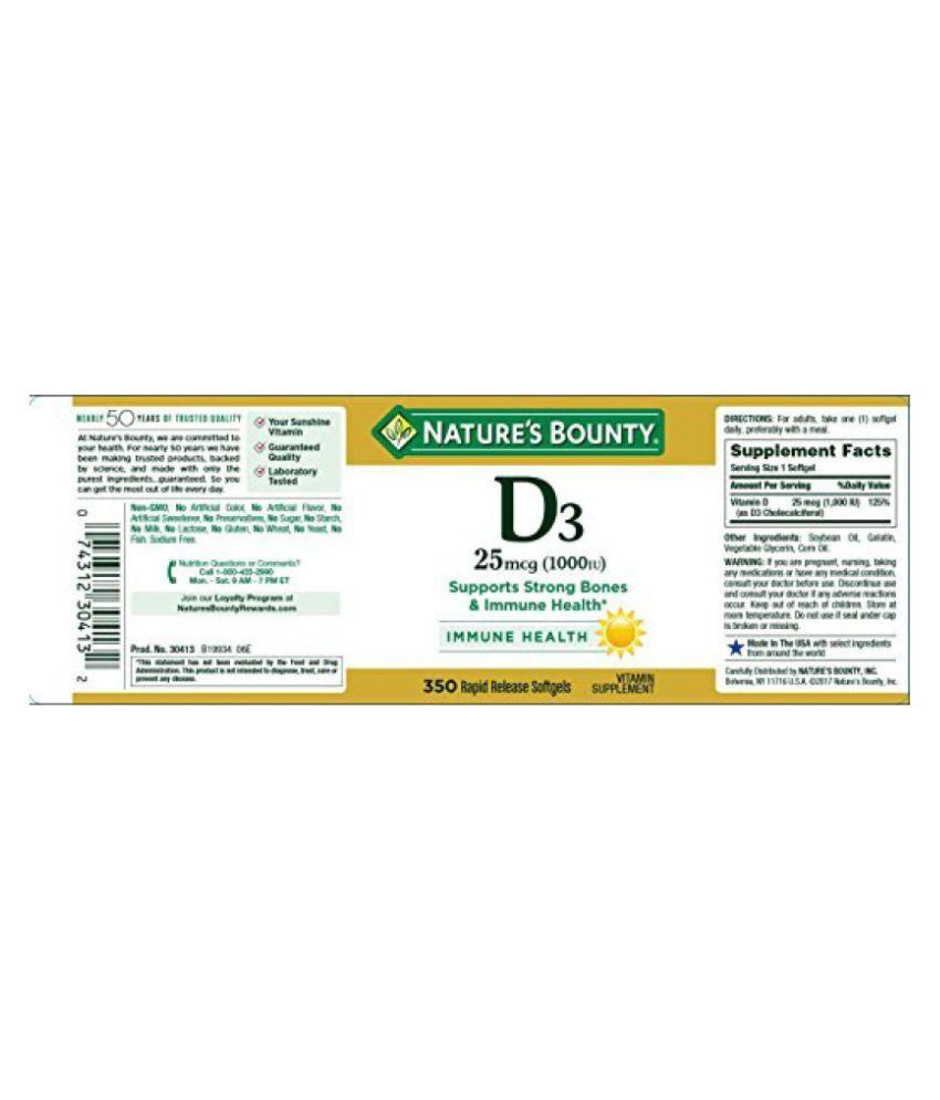 Natures Bounty Vitamin D3 1000 Iu 1 Gm Vitamins Softgel