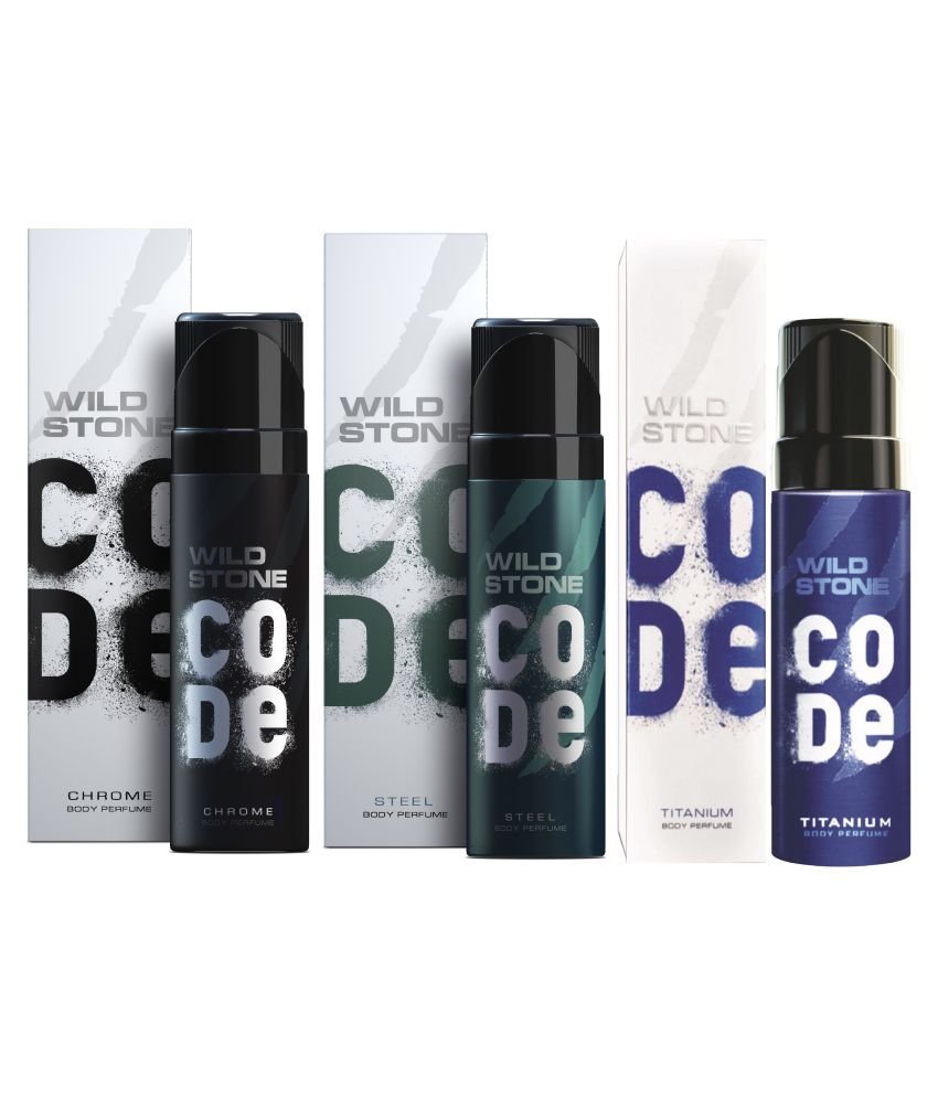     			Wild Stone Code Chrome, Steel & Titanium Combo Perfume Body Spray - For Men (360 ml, Pack of 3)