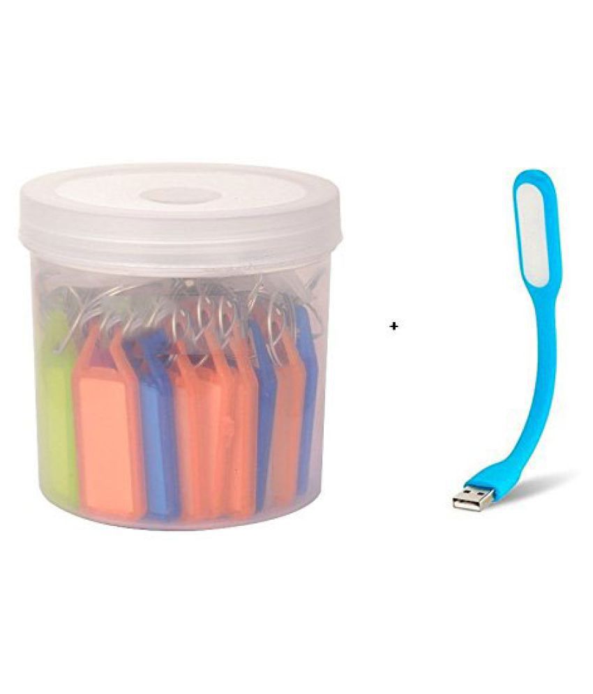     			Abaj Pack of 50 Assorted Tag Keychain comes with Container Box with USB Led Light( Colors May Vary )