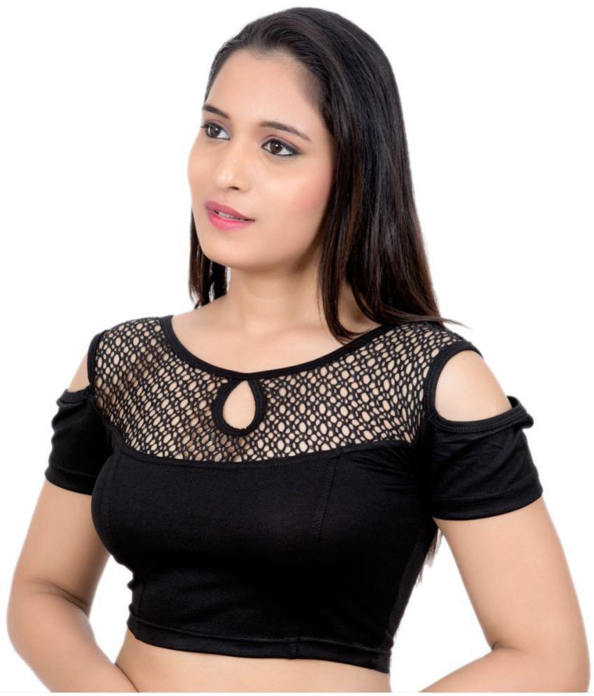 Rinkoo Black Lycra Readymade without Pad Blouse - Buy Rinkoo Black ...