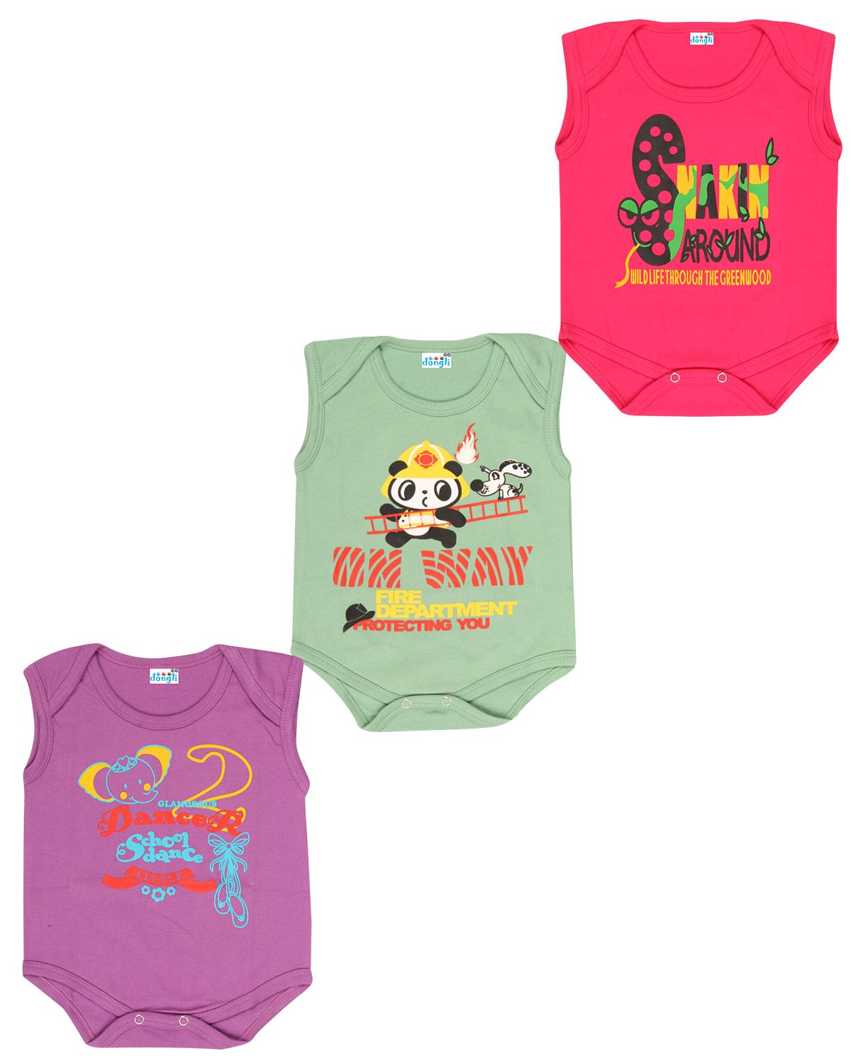     			Dongli Cotton Unisex Baby Sleeveless Bodysuits(Pack 3)