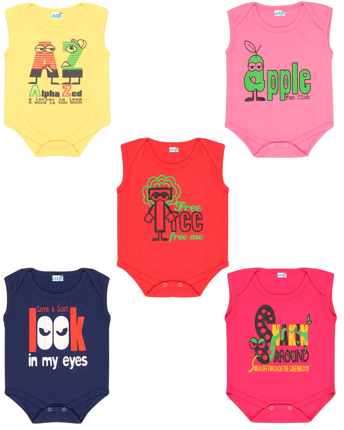     			Dongli Cotton Unisex Baby Sleeveless Bodysuits(Pack 5)