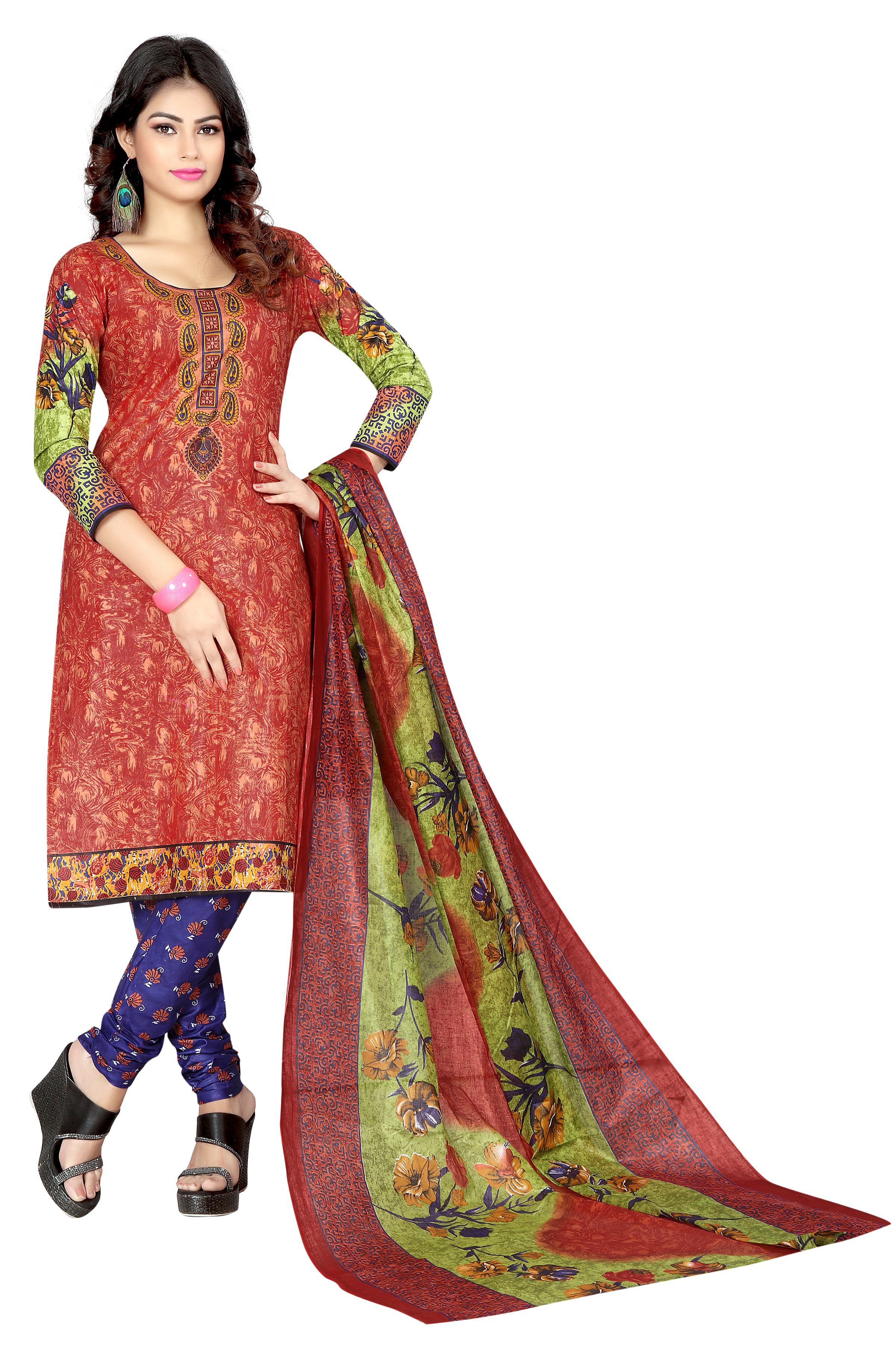 Sondarya Bandhani Multicoloured Cotton Dress Material