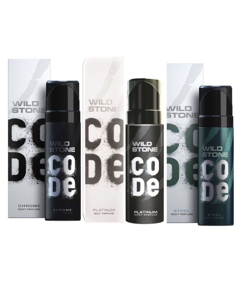     			Wild Stone Code Chrome, Platinum & Steel Combo Perfume Body Spray - For Men (360 ml, Pack of 3)