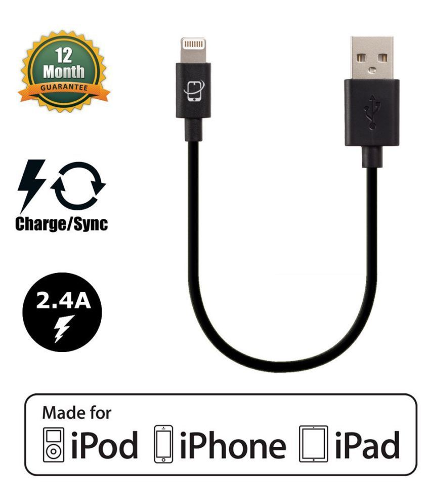 CreatePros Apple Certified Short Lightning to USB Cable for iPhone, iPad  and iPod  Inches (19 Centimeters) - Black - All Cables Online at Low  Prices | Snapdeal India