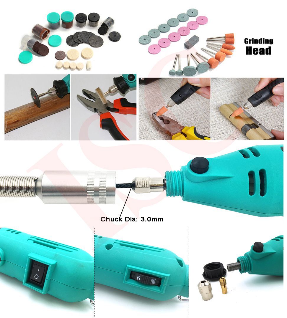 252 Pcs Electric Rotary Die Grinder Tool kit With Flexible Shaft Rotary