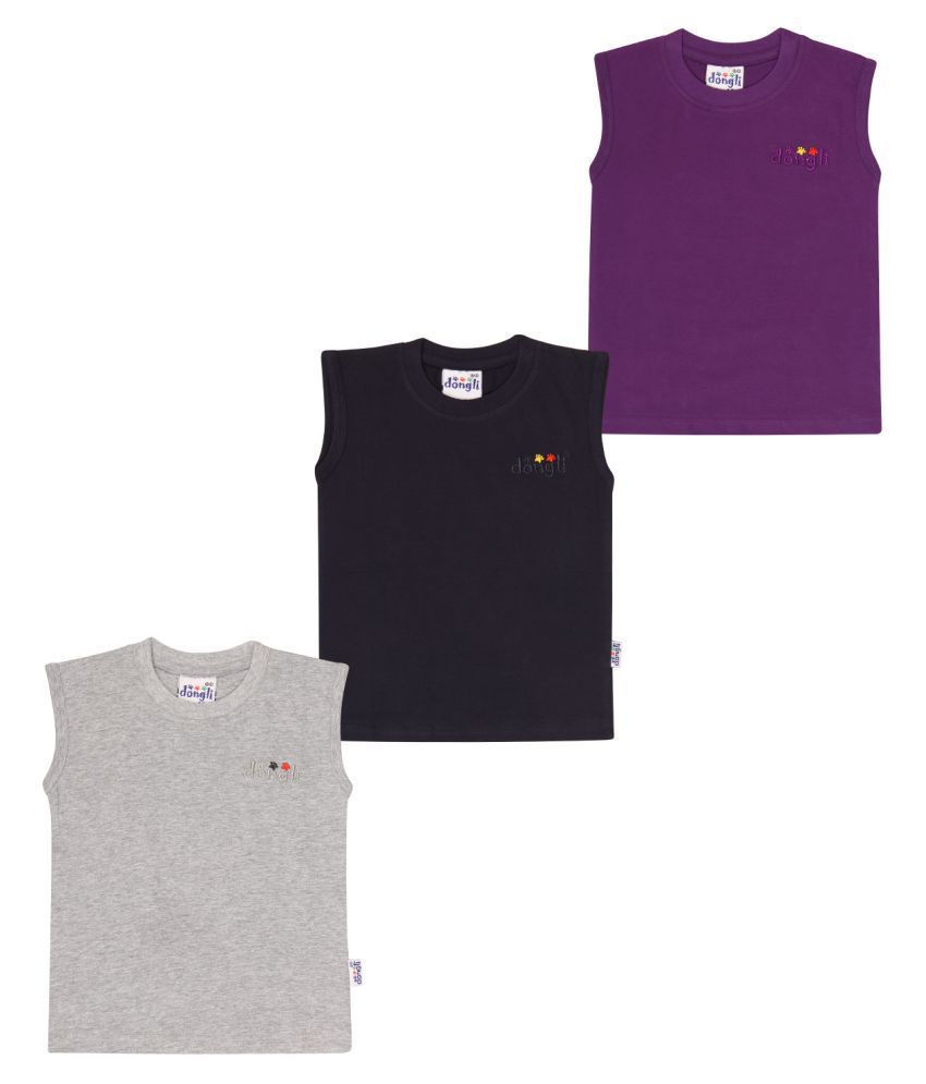     			Dongli  Boys Cotton Sleeveless Tshirts(Pack of 3)