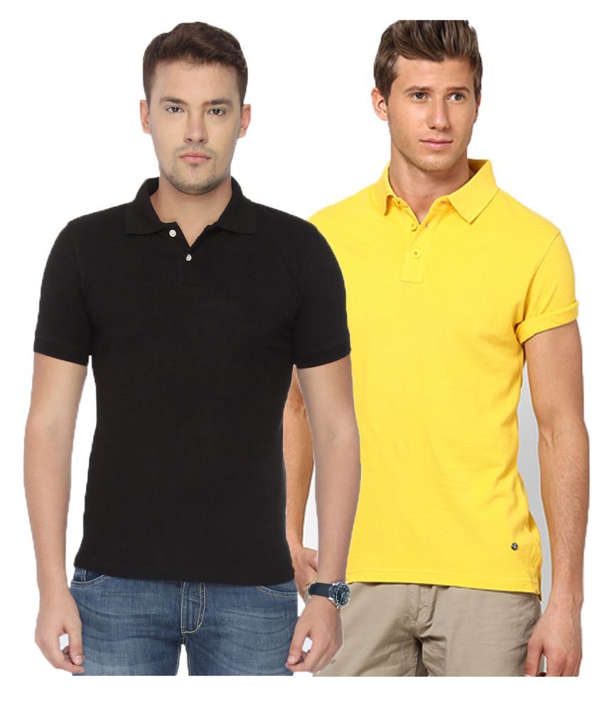     			FUNKY GUYS Multicolor Slim Fit Polo T Shirt Pack of 2