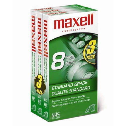 3 Pack Maxell 213030 VHS T160 Standard Grade 