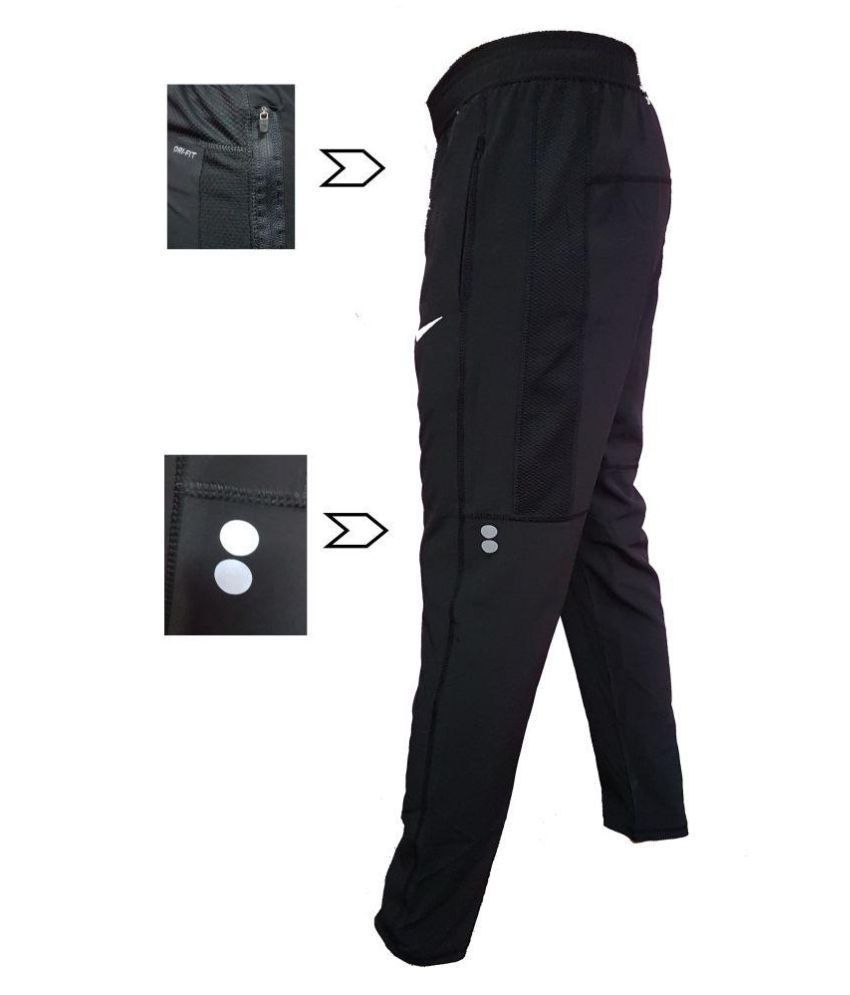 nike navy polyester lycra trackpants