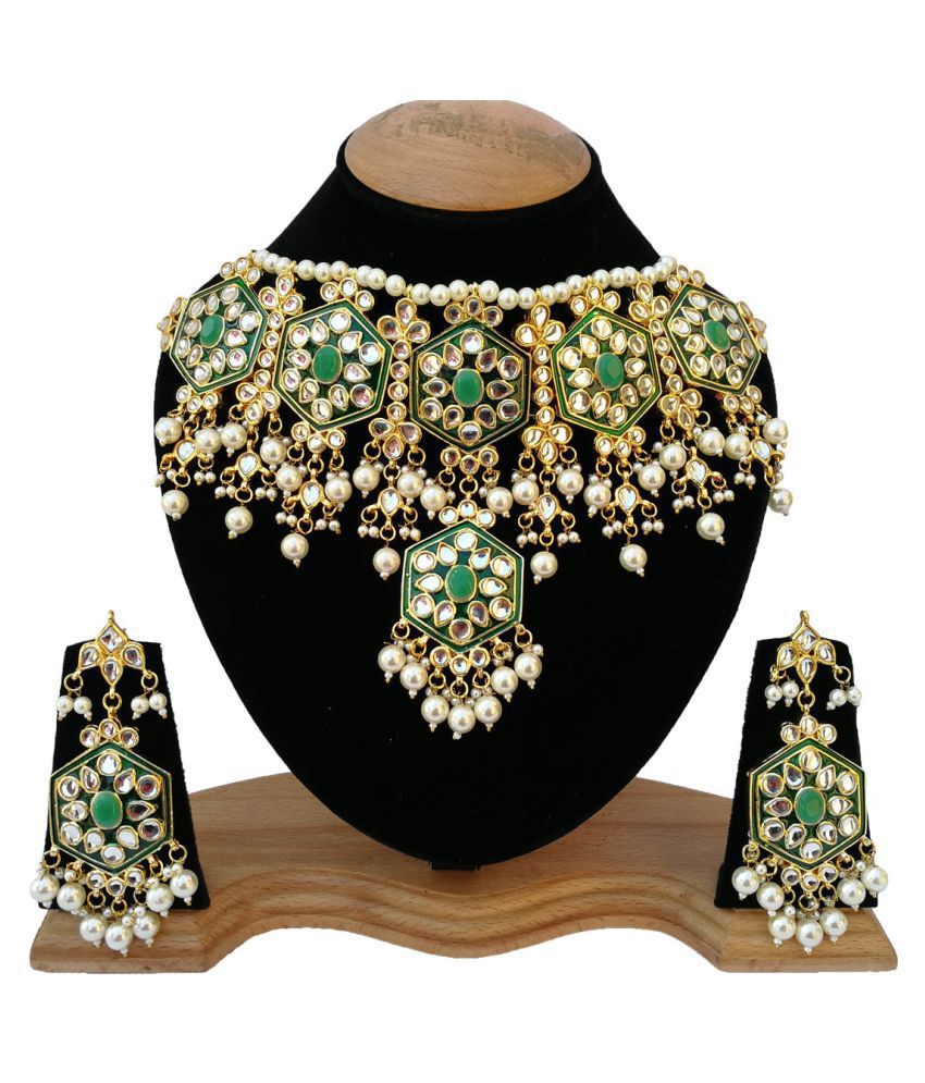 Details about   Finekraft Meena Kundan Gold Plated Bridal Fashion Designer Jewelry Necklace set 