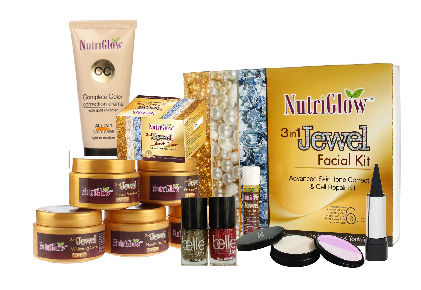 Nutriglow 3 in 1 Jewel Facial Kit and Makeup Facial Kit 500 gm Buy