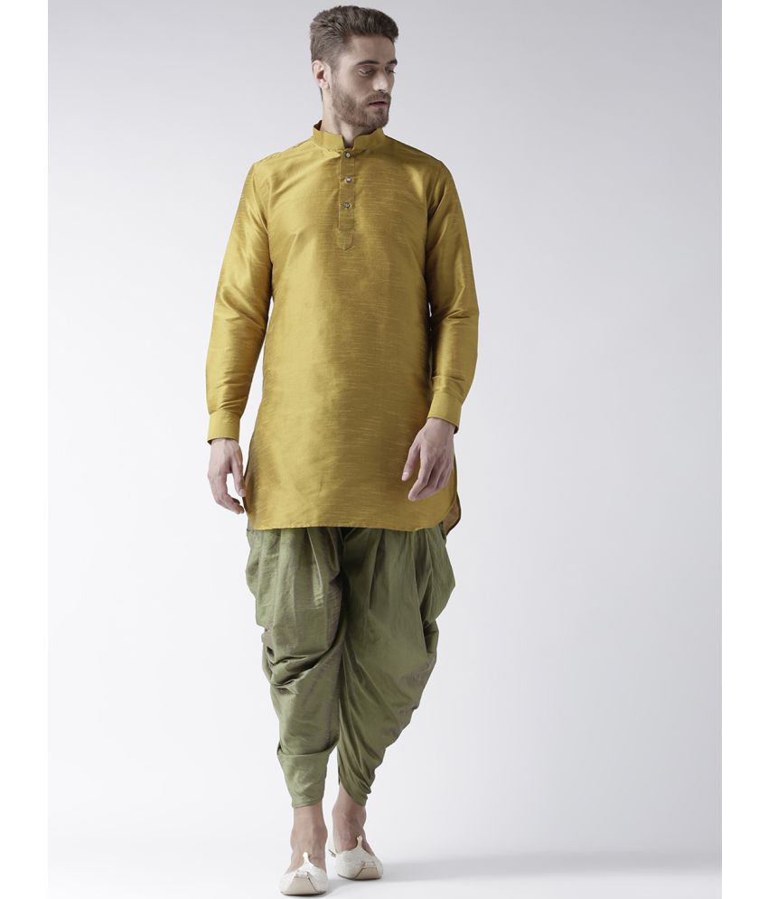     			Deyann Yellow Silk Blend Dhoti Kurta Set