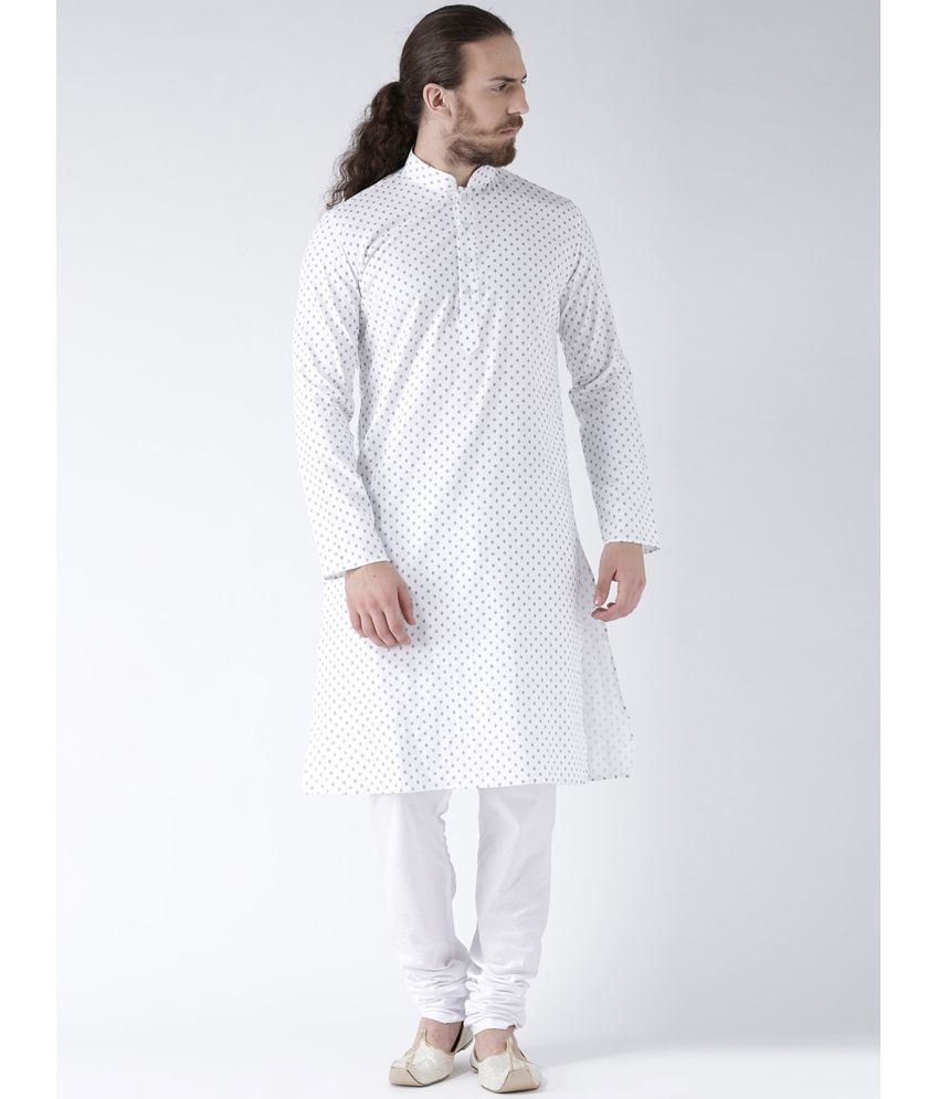     			Deyann White Linen Kurta Pyjama Set