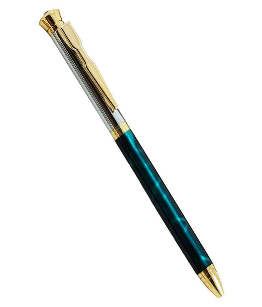     			auteur Slim Body Stylish Ball Pen With Blue Stone Mounted on Cap, German Ink Technology for Smooth and Crisp Writing