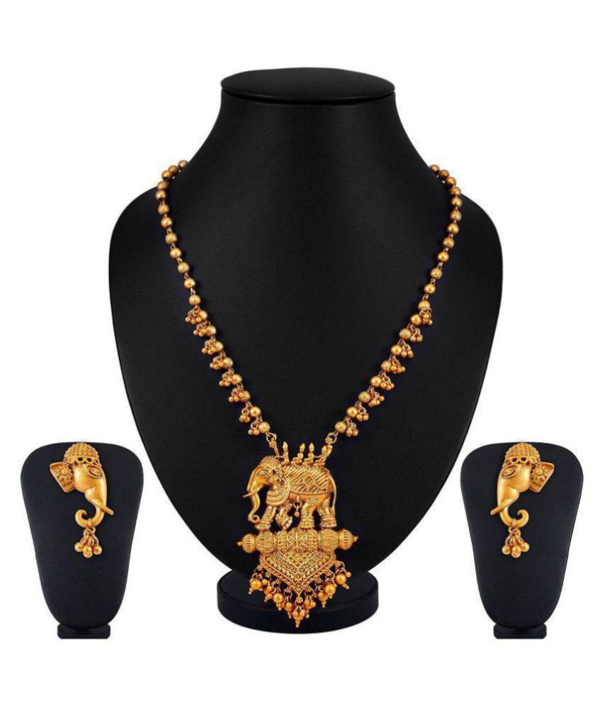 FJ STYLE OXIDISED GOLDEN BAAHUBALI 2 ELEPHANT DESIGNER NECKLACE SET FOR