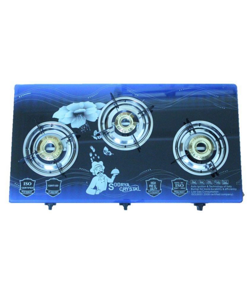 Soorya Crystal NA 3 Burner Auto Gas Stove Price in India Buy Soorya