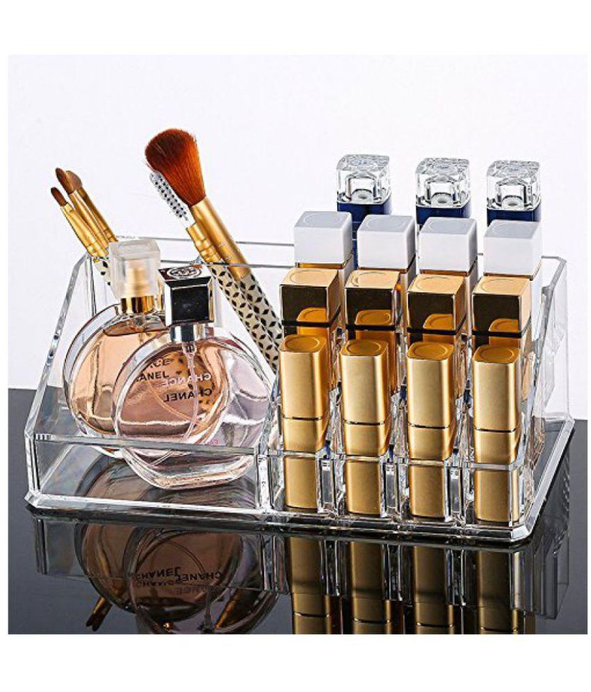     			FOK Multi Grid Acrylic Dressing Makeup Organiser Transparent Plastic Makeup Cosmetic/ Lipstick Nail Paint/Polish Holder Display Stand Organizer