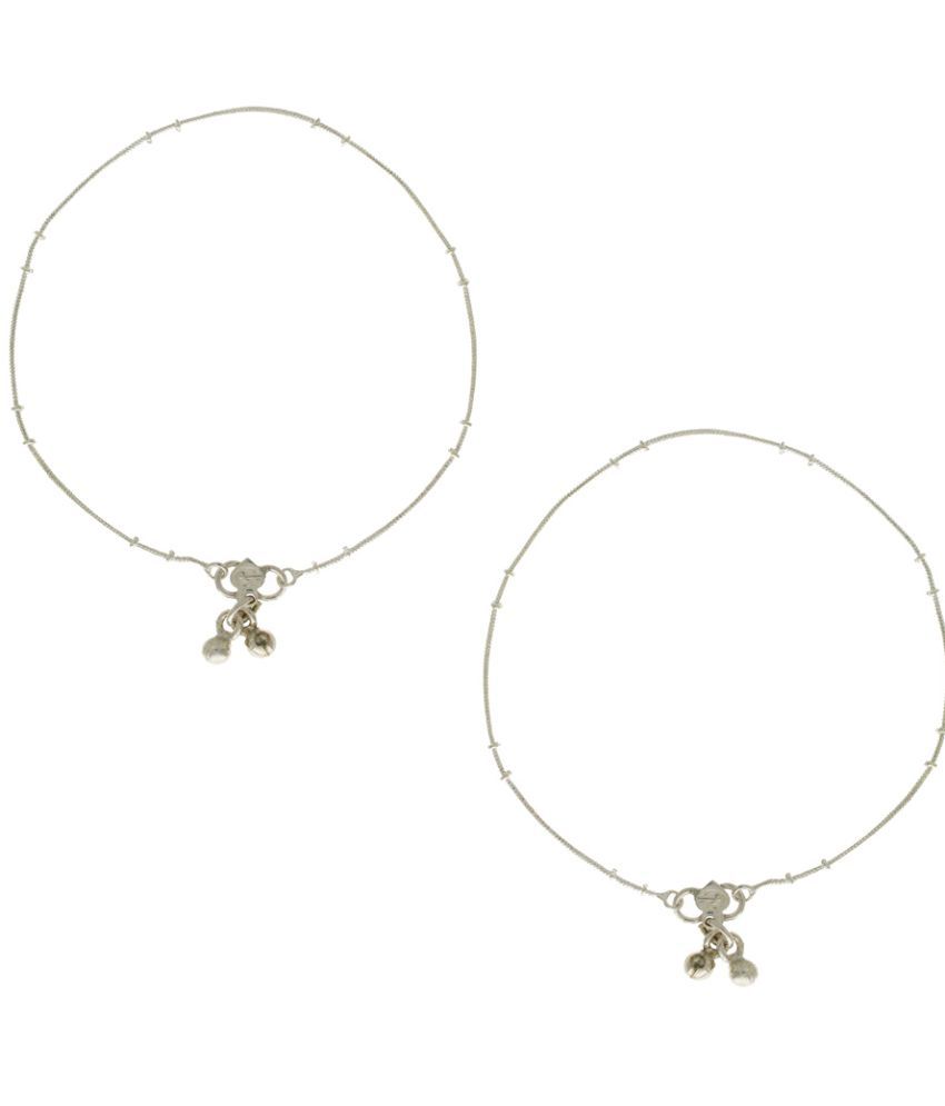 DiamondJewelryNY Anklet Silver Heart Shape Anklet