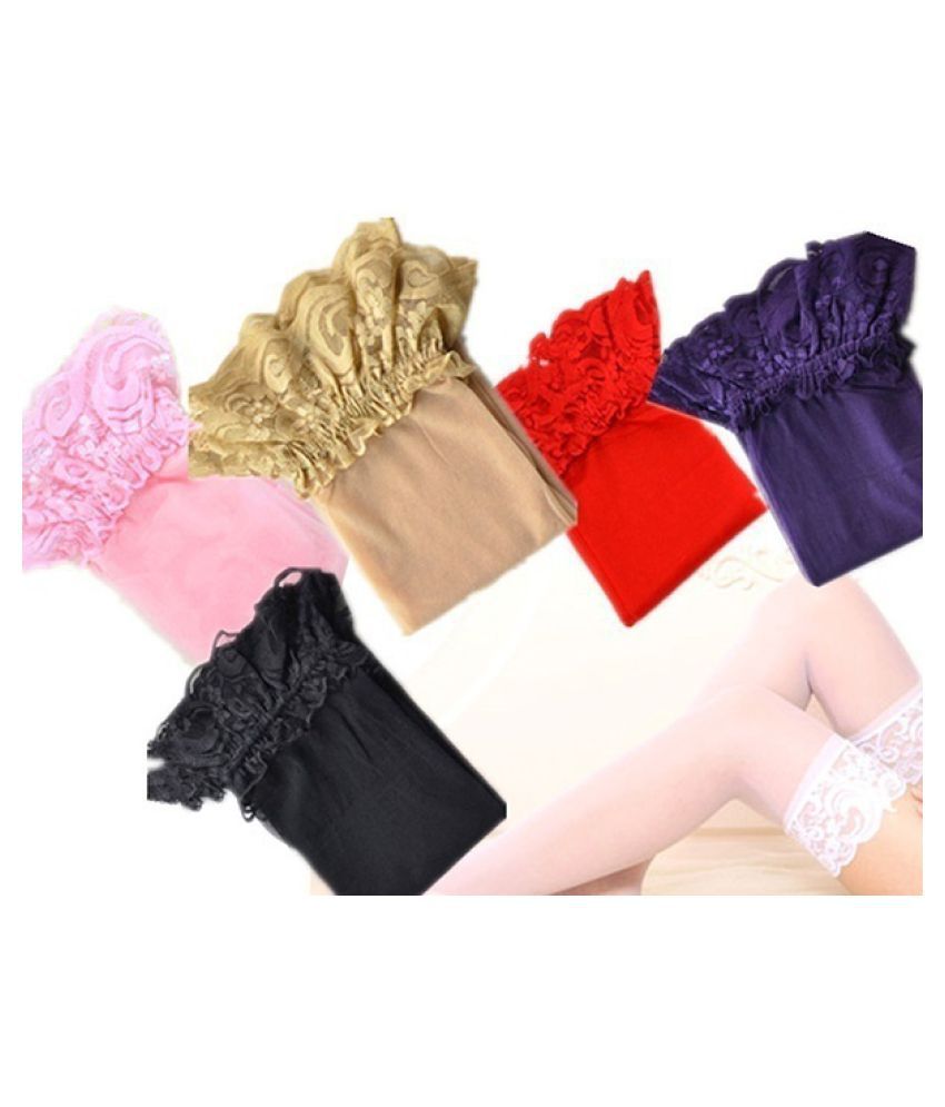 Women Lace Sexy Top Silicone Band Stay Up Thigh High Stockings